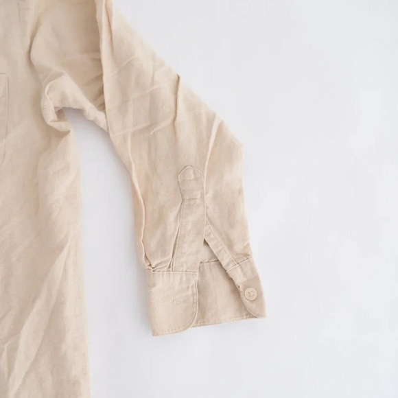 Vintage Bill Blass Jeans Beige 55%  Linen 45% Cotton Button Down Shirt Small - Picture 5 of 11